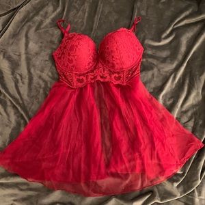 Victoria’s Secret Lace Trim Babydoll Pushup ❤️👄👠